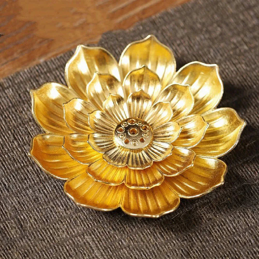 Buddhism Lotus Line Incense Alloy Incense Burner Stick Holder  plate Sandalwood Coil Base Temples Yoga Studios Home Decoration