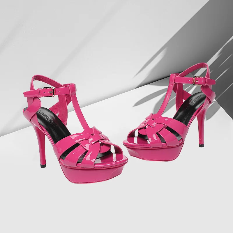 2024 New 10cm High Heel Sexy Fashion Fish Mouth Waterproof Platform Spring/Summer Fine Heel Sandals Steel Pole Dance Striptease