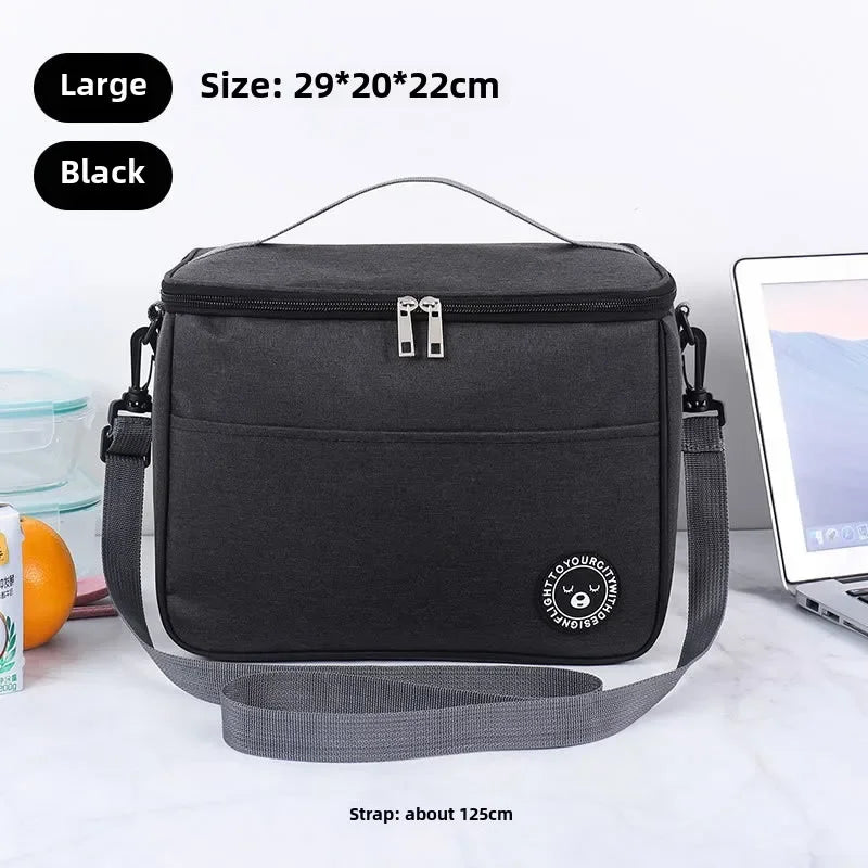 Portable Lunch Bag Food Thermal Box Waterproof Office Cooler Lunchbox With Shoulder Strap Insulated Case Essential for picnics