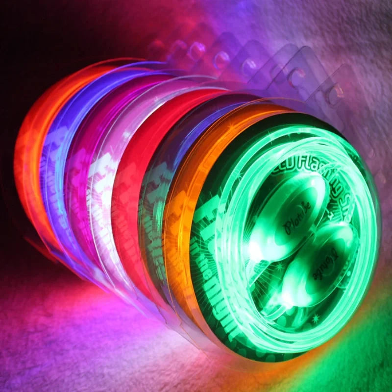 LED Sport Shoelaces Night Luminous Shoelaces Glow Shoe Strings Round Flash Light Shoelaces for Women Men No Tie Lazy Shoe Laces