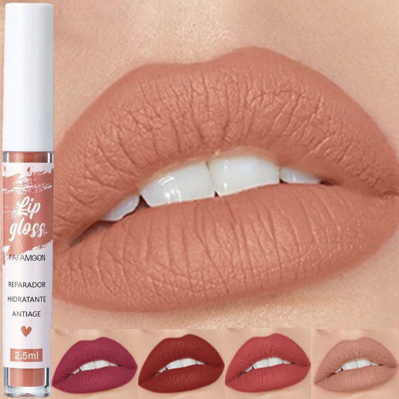 Matte Liquid Lipstick Rose Red Lip Glaze Makeup Moisturizing Waterproof Durable Lip Mud Non-stick Cup Lip Gloss Korean Makeup