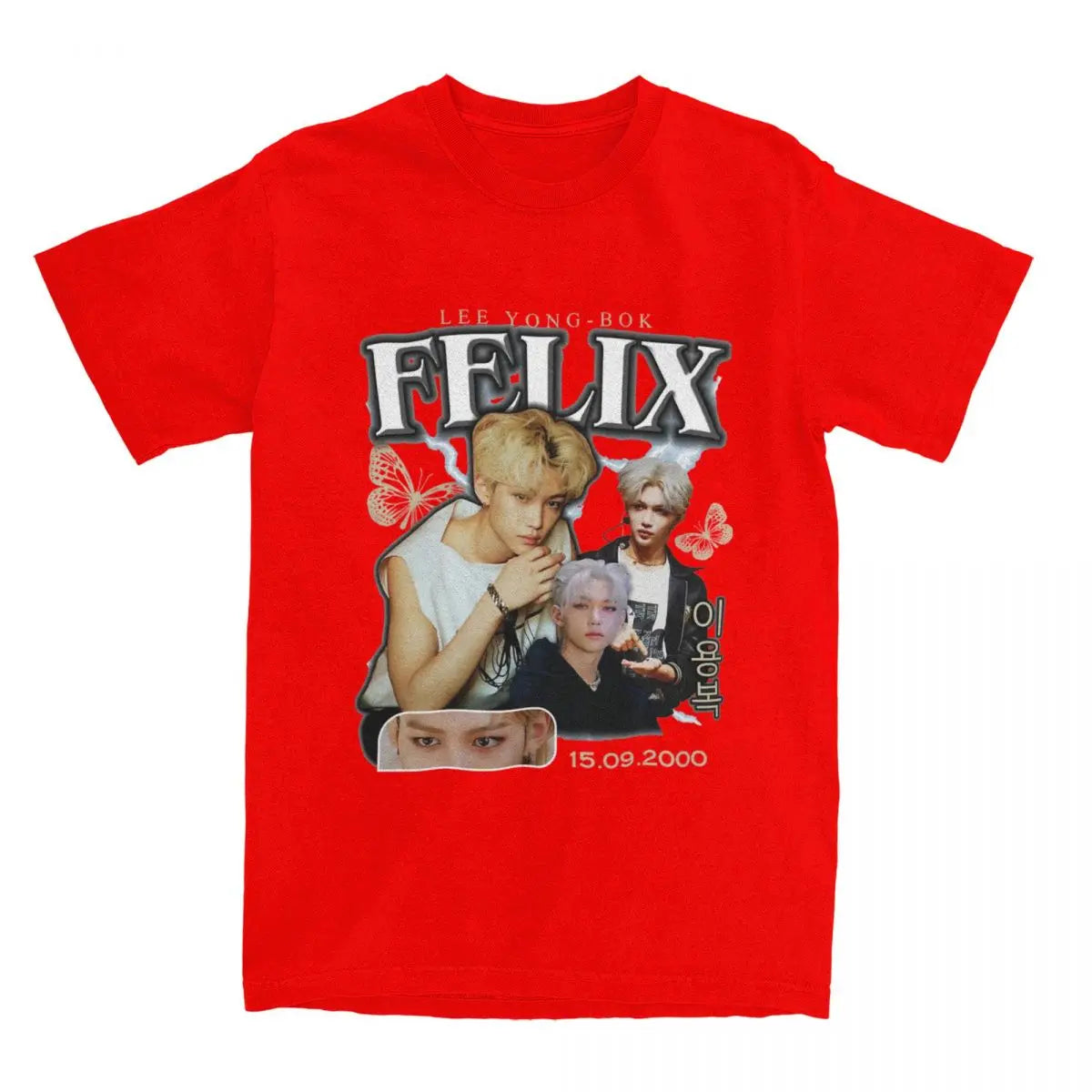 Men FELIX Korean Kpop Singer T Shirts Idol Cotton Clothing Summer Vintage Short Sleeve T-Shirt O Neck Harajuku Tshirt