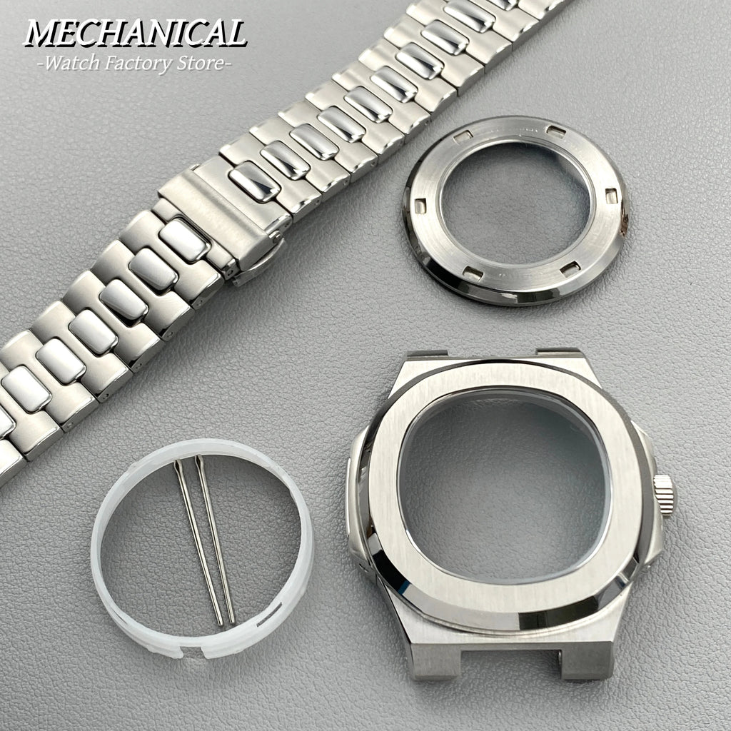 40mm Square Watch Case for Nautilus Style NH35 NH36 NH38 Movement Rose Gold/Black/Silver PVD Stainless Steel Sapphire Watch Case