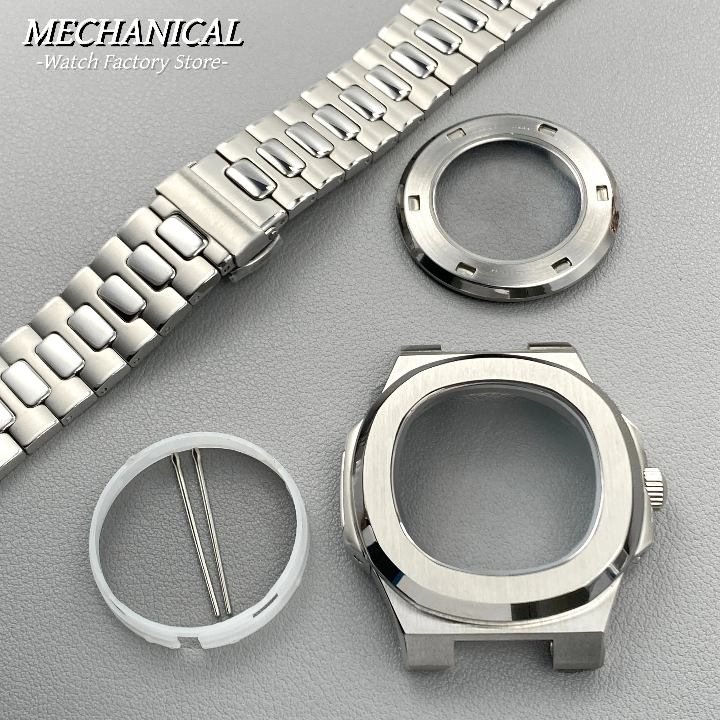 40mm Square Watch Case for Nautilus Style NH35 NH36 NH38 Movement Rose Gold/Black/Silver PVD Stainless Steel Sapphire Watch Case