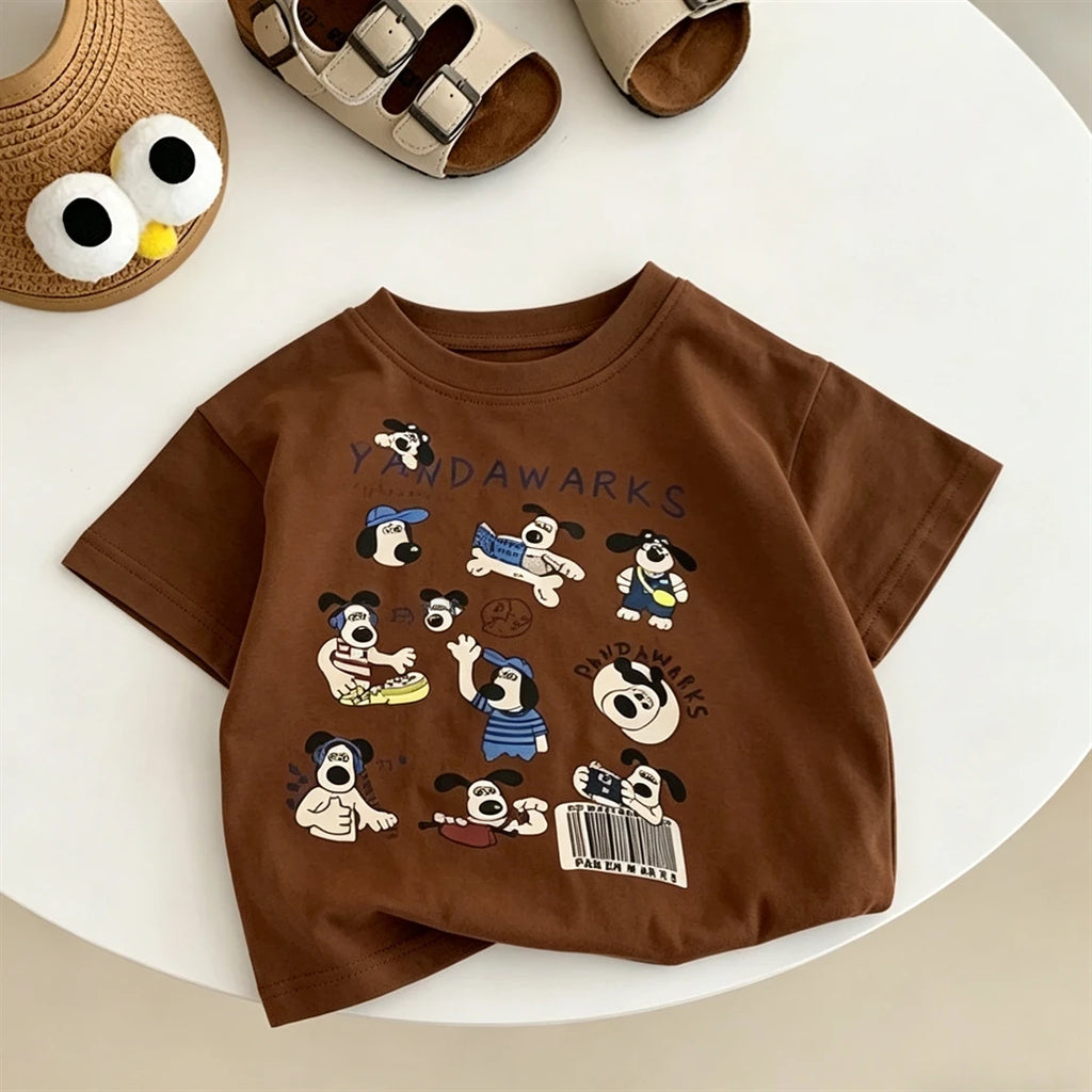 Full Print Tshirt Boys Child Short-sleeved Tops 2026 Summer Clothes Round Neck T Shirt Fashion Casual Wear Toddler Cute Tees