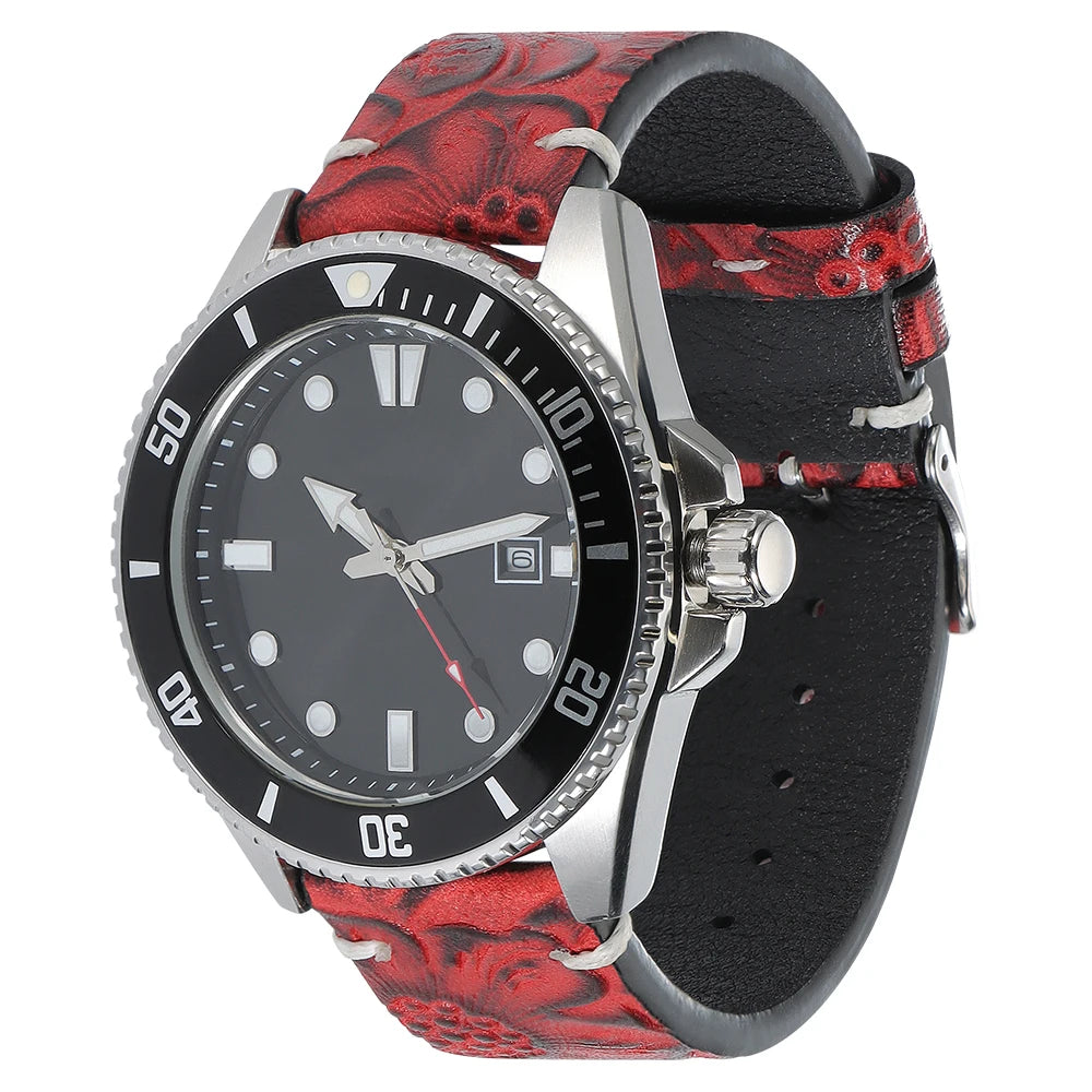 Genuine Calfskin Watch Strap 20mm 22mm for Seiko for Omega Leather Watchbands Printed Pattern Brown Women Men Watch Accessories
