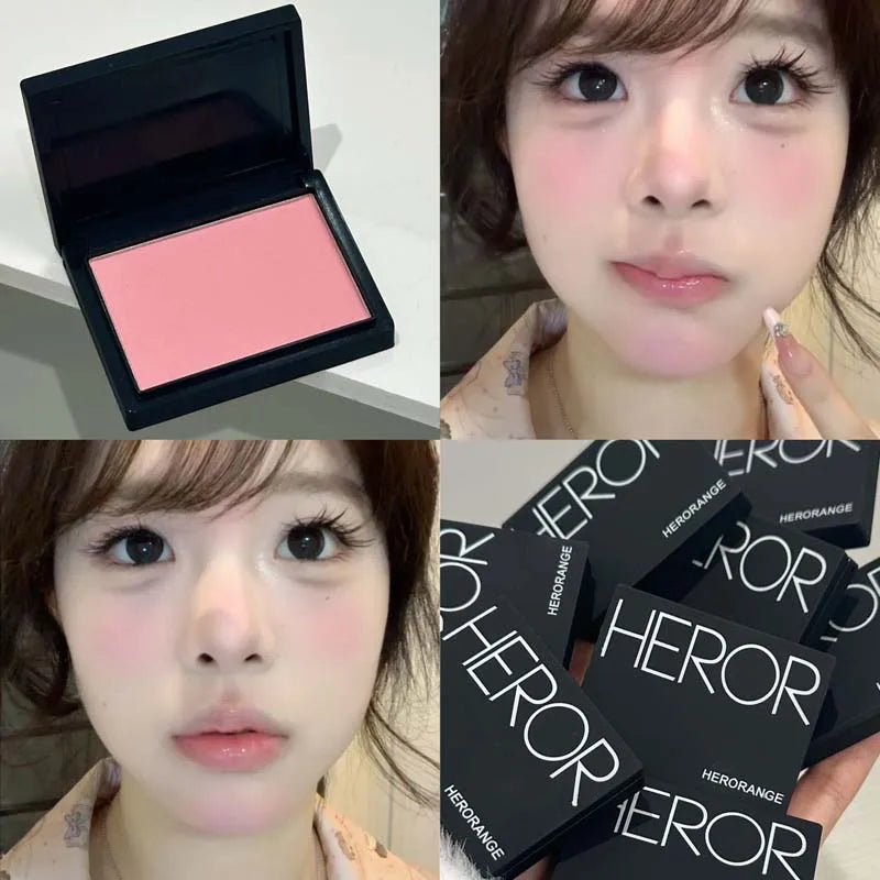Low Saturation Silky Bean Paste Red Rouge Powder Single Color Natural Matte Cheek Blush Makeup Face Contouring Cheek Tint