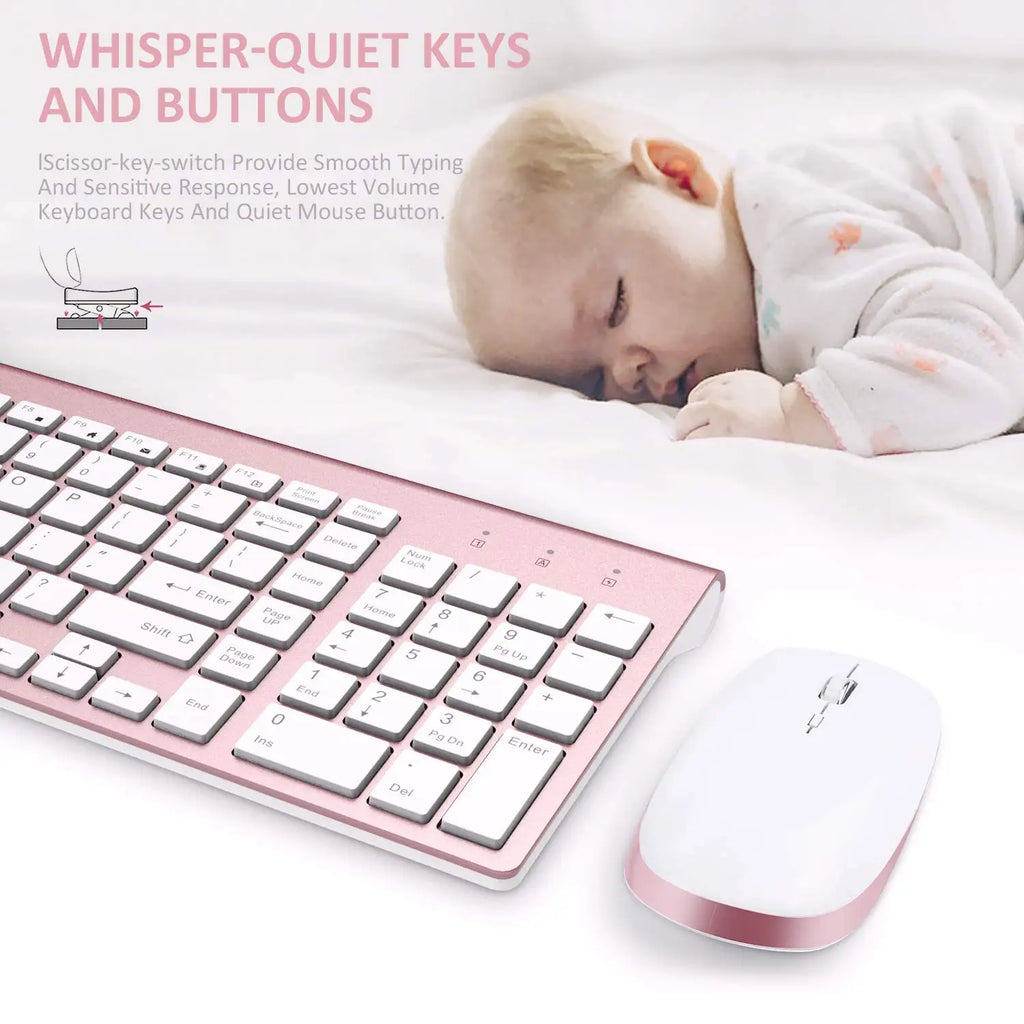 Ergonomic 2.4G Wireless Keyboard and Mouse Combo for PC/Laptop/Desktop,104Key Keyboard Set with 1600DPI Noiseless Click Mouse