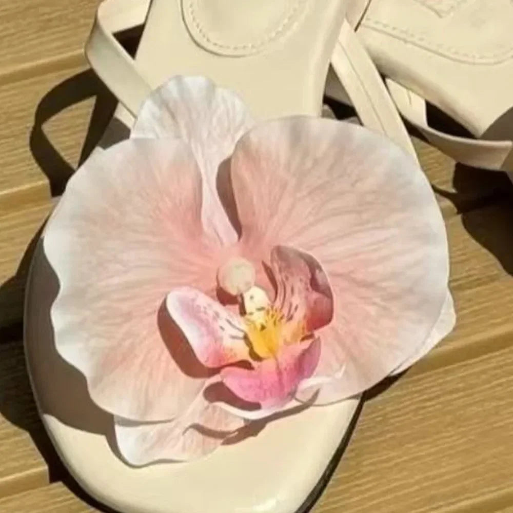 1 Pair Simulation Coloful Thai Fairy Butterfly Flower Shoe Buckles Personalized Design Butterfly Orchid Simulation Buckles Decor