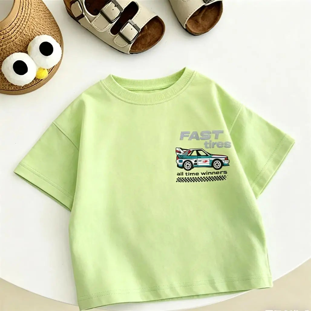 Summer Clothes Cartoon Printed TShirt Short-sleeved Tops Simple All-match Base Shirt Girls Boys Lovely Funny Clothing Printed T