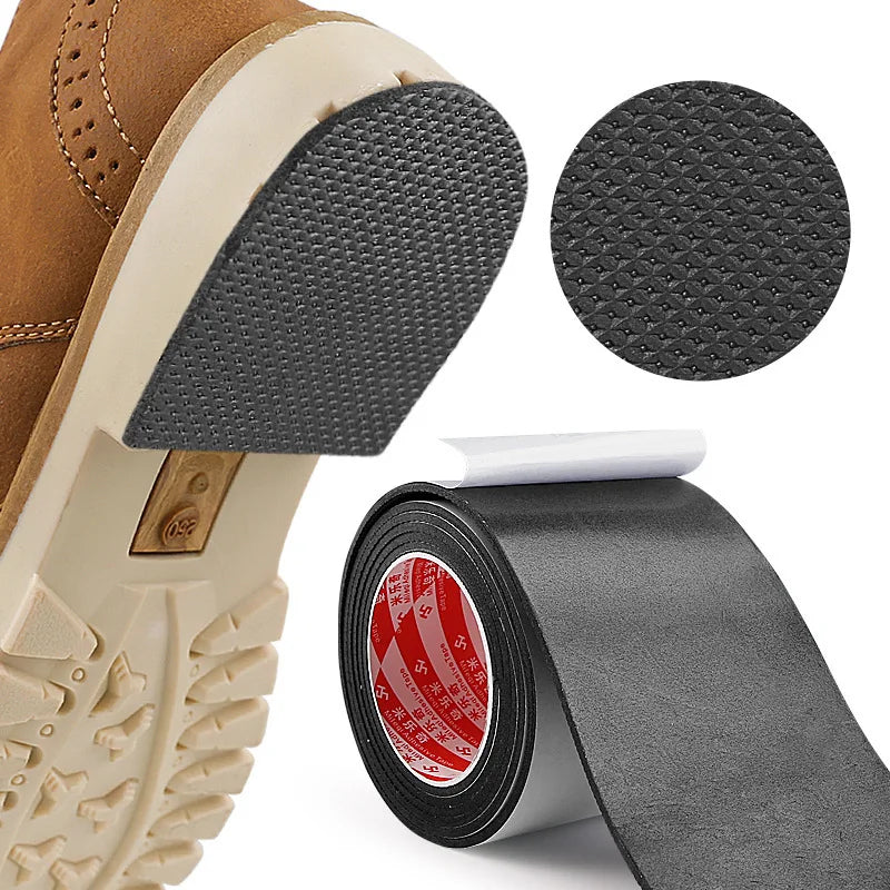 Self adhesive sole repair tape - anti slip, noise reducing protective film for high heels, sports shoes, and sandals