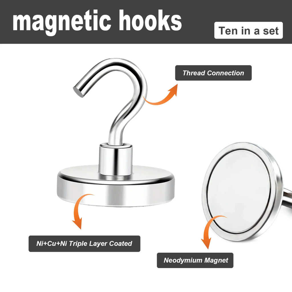 Magnetic Hooks Super Strong Magnets Neodymium Magnet Powerful Magnets Hanging Hooks for Bathroom Kitchen Organizers