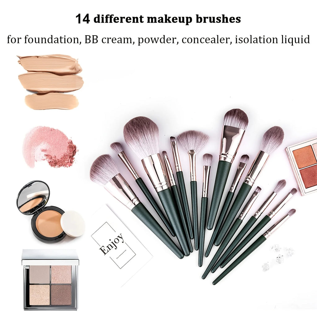14pcs Soft Makeup Brush Set, Foundation Brush Loose Powder Eyeshadow Brushes, Complete Makeup Tool Set for Beginners And Profess