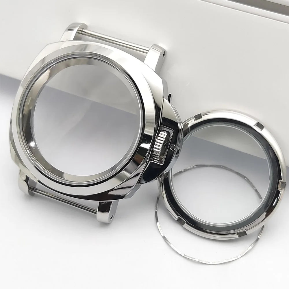 40mm No logo Safety Lock Watch Case Crown Protecting Device With Lever For Seiko Panerai Luminor NH35 Automatic Movement ModPart
