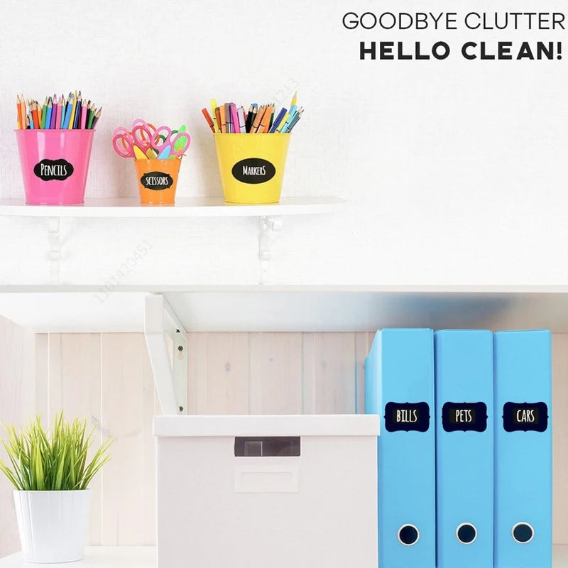 120Pcs/Roll 3 Styles Removable Blackboard Stickers With Erasable Pen Waterproof Chalkboard Labels 1.4*2.2in for Home & Kitchen