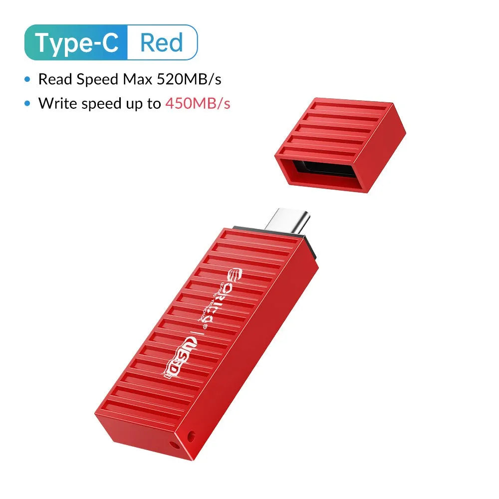 ORICO USSD Solid State U Disk 520MB/S Flash Drive 128GB 256GB 512GB 1TB  USB3.2 PenDrive Black Metal  Container Design Hard Disk