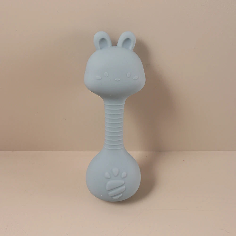 2-in-1 Barbell Shape Silicone Teether baby Rattle toy with sound 5kg