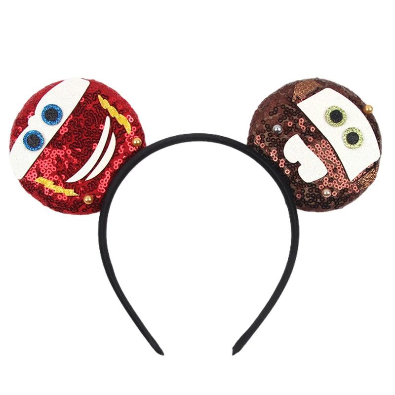 2025 New Style Mickey Minnie Ear Headband Sequin Bows Girl Adult Kids Halloween Party Cosplay Hair Accessories Princess Hairband