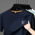 High end brand ice silk short sleeve summer breathable comfort quick drying men's T-shirt fashion printed casual round neck top