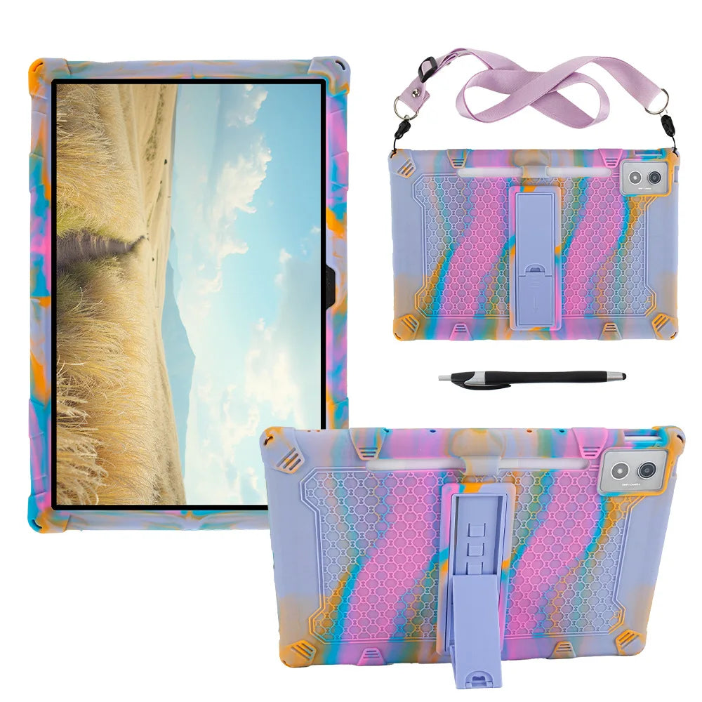 For Lenovo Xiaoxin Pad Pro 12.7 2025 Case Thickened Anti-drop Soft Silicone Stand Funda TB375FC/TB373FU 12.7" Kids Tablet Cover