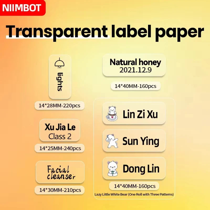 Niimbot Transparent Label Self-Adhesive Round Sticker White Paper For Niimbot D11 D110 Mini Portable Thermal Printer Tag Maker