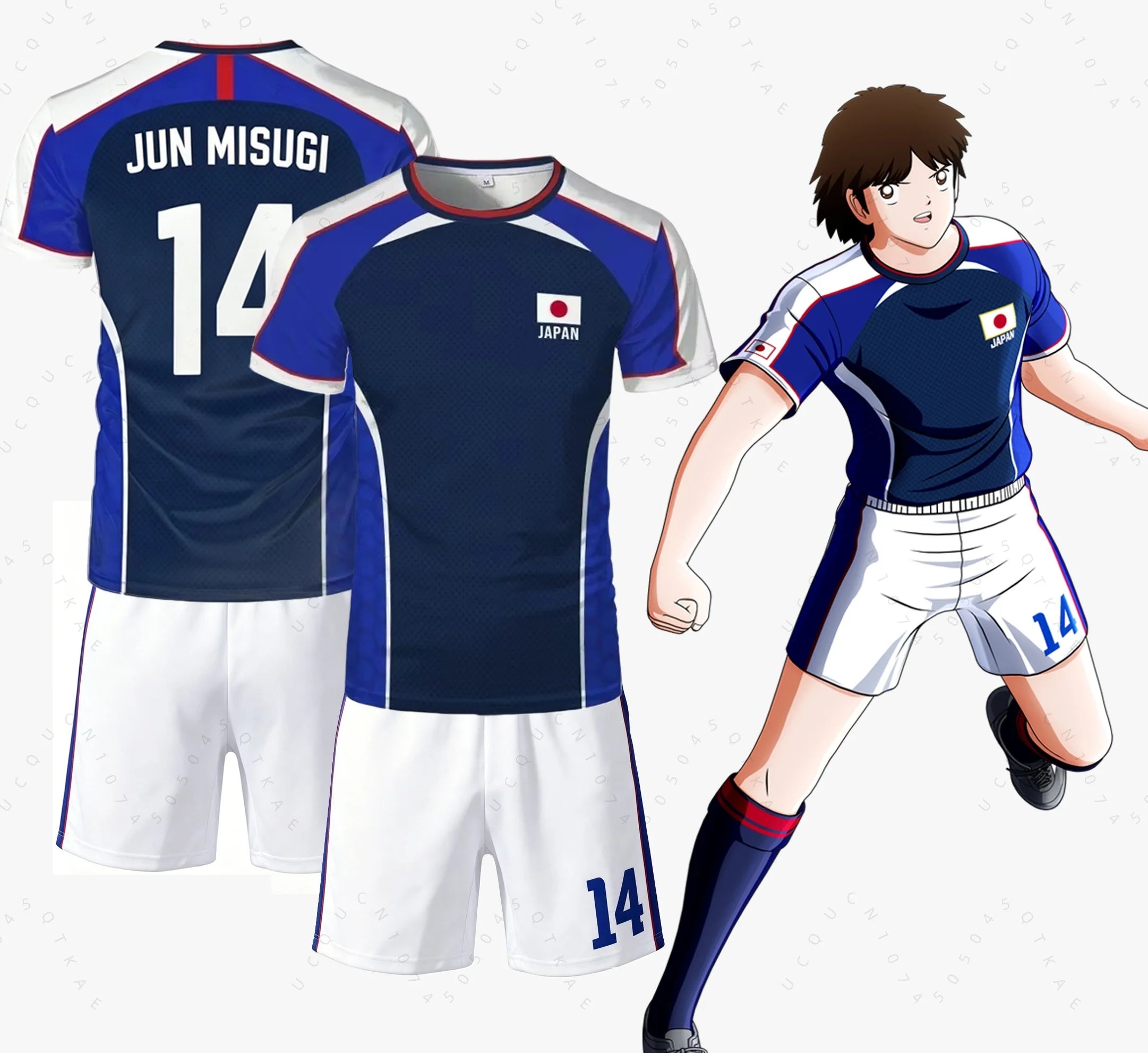 Piece Outfit Children Tracksuit Captain Tsubasa Football No.10 Print T Shirts Can Choose T-Shirts Or Shorts Kids Adult Clothes