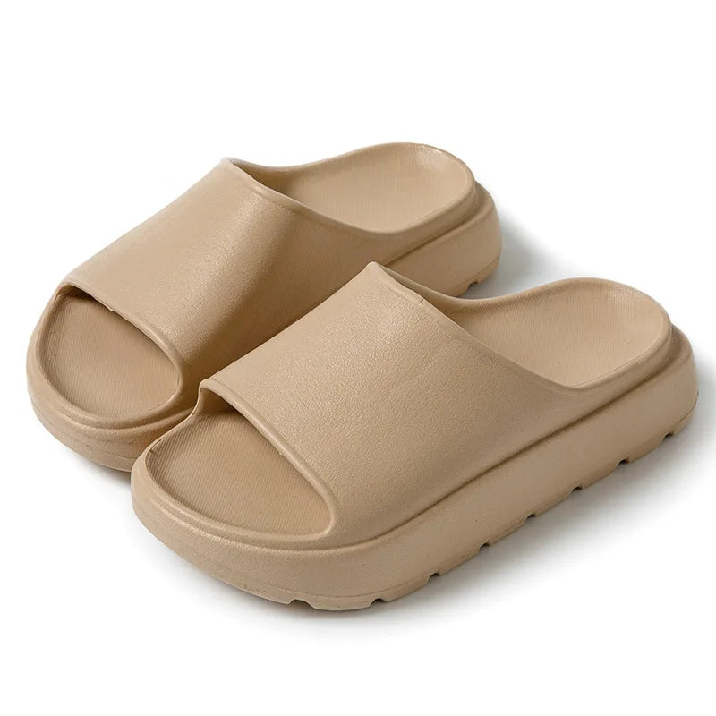 Comwarm Women Platform Slippers Soft EVA Thick Sole Sandals Fashion High Bottom Flat Heel Slippers Non-slip Casual House Slides