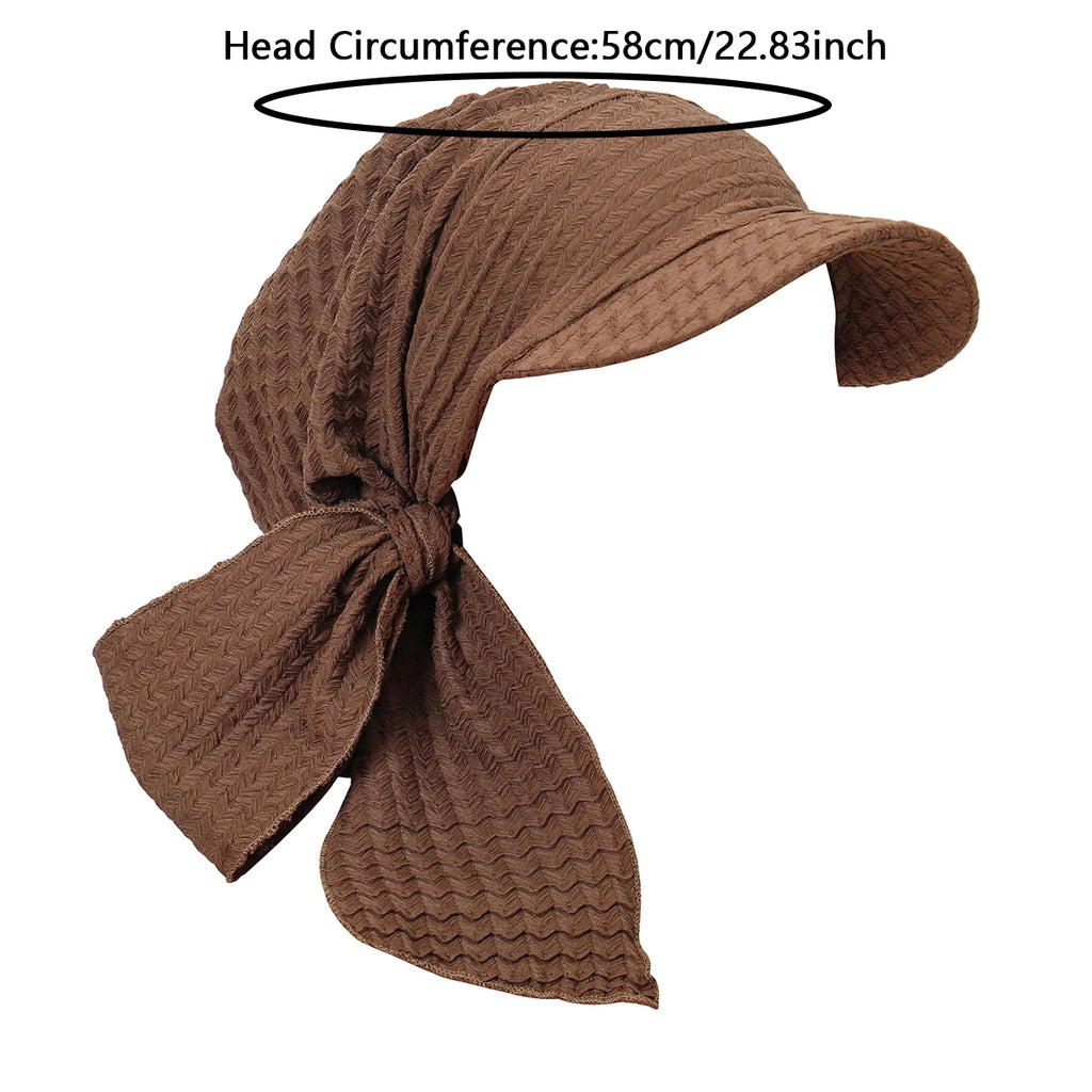 2026 New Women Solid Color Turban Hat Outdoor Brim Sunshade Hats Curved Hat Baseball Cap Sun Hats Headscarf Scarf Femme
