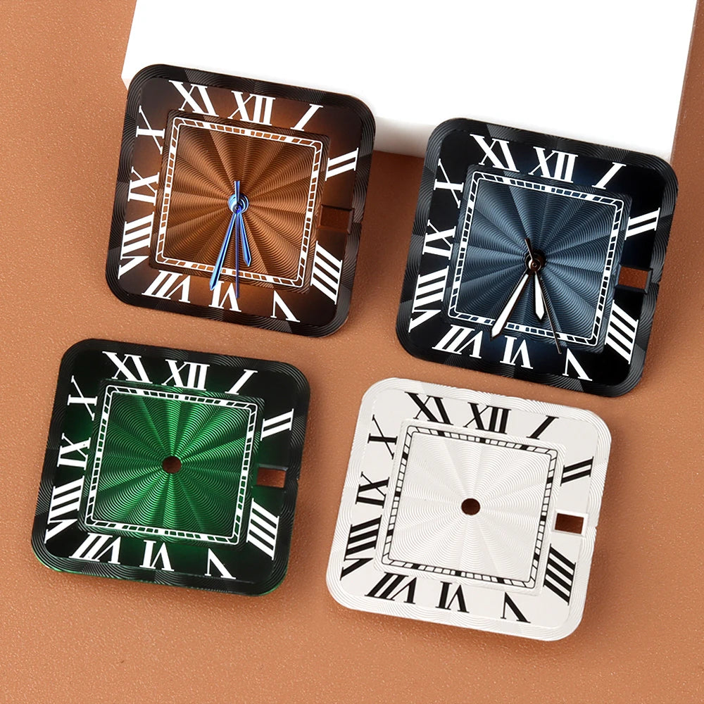 27mm NH35 Dial Square Roman Dial and Hands For 38mm Santos Case Fit NH35 NH36 Movement Stainless Steel Watch Accessories Repair