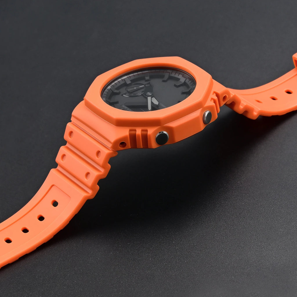 Case + Strap for Casio G-SHOCK GA-2100 GA-2110 Transparent Rubber Resin Watch Band Modified Quick Release Wrist Bracelet Shell