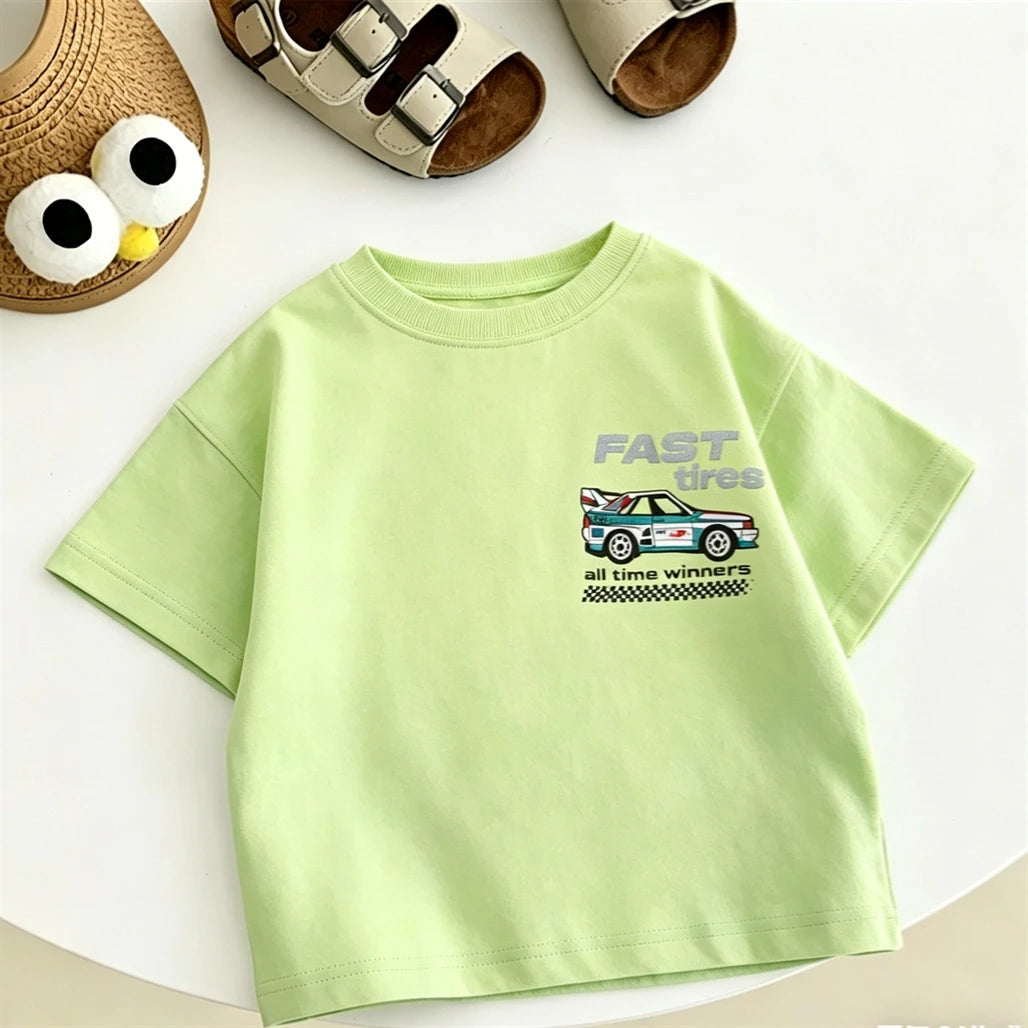 Summer Clothes Cartoon Printed TShirt Short-sleeved Tops Simple All-match Base Shirt Girls Boys Lovely Funny Clothing Printed T