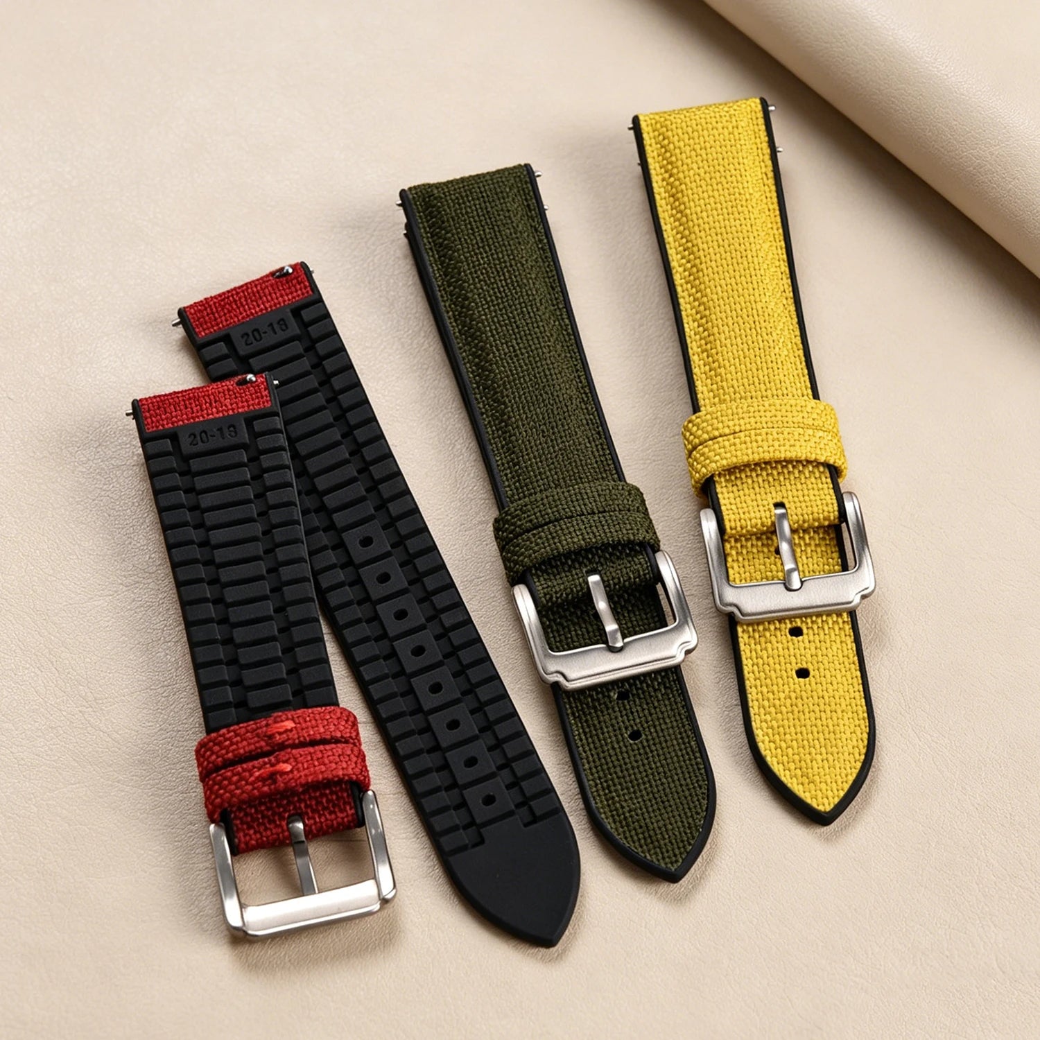 Sailcloth Rubber Strap 18 19 20 21 22mm Sailcloth Nylon Quick Release Band Universal Silicone Bracelet For Cartier Seiko Omega