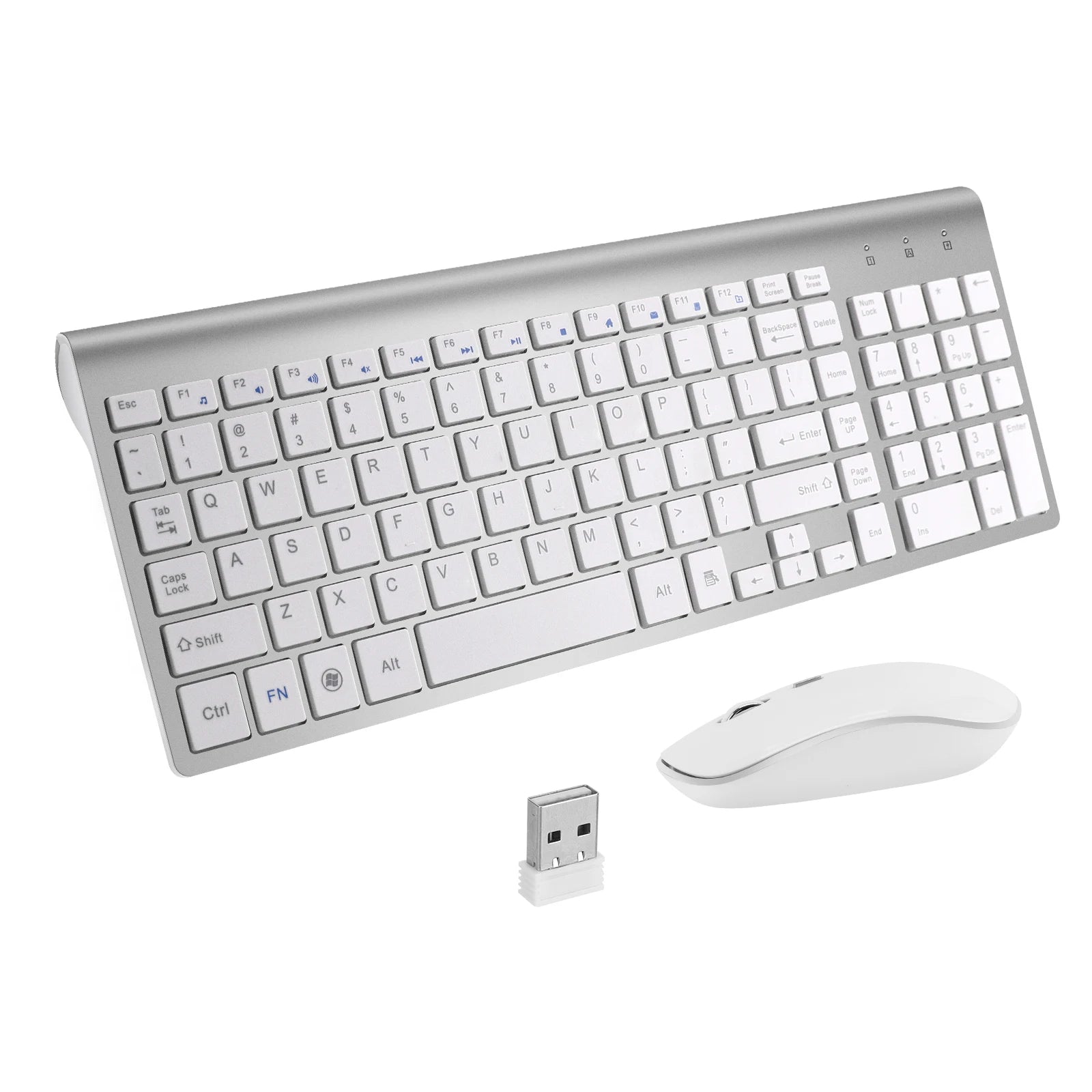 Ergonomic 2.4G Wireless Keyboard and Mouse Combo for PC/Laptop/Desktop,104Key Keyboard Set with 1600DPI Noiseless Click Mouse