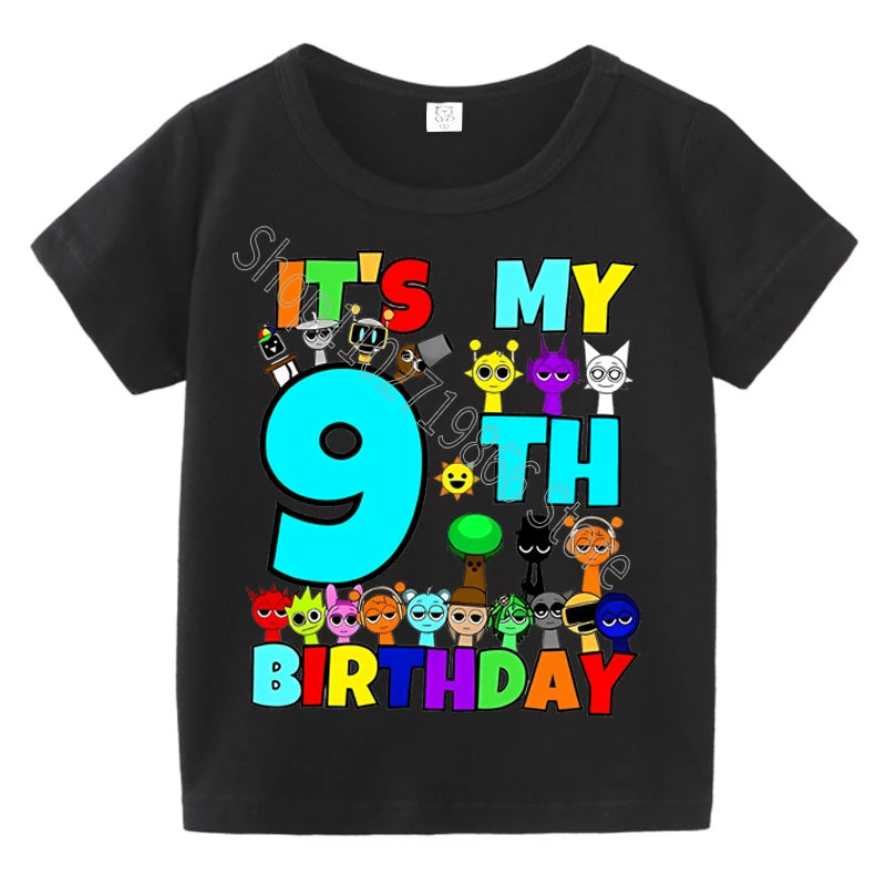 Summer Short Sleeves Sprunki Incredibox Print Children T-shirts Kids Clothes Boys Girls Cotton Tees Tops Birthday Party Gifts
