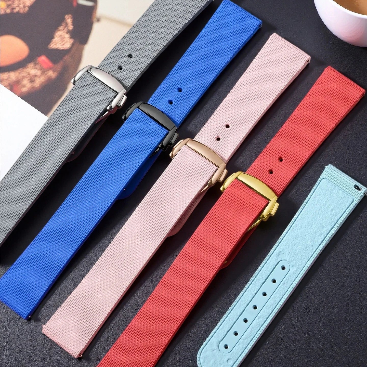 Watch Straps For Women 20mm For Omega MoonSwatch Speedmaster Cartier FKM Rubber Watch Strap Quick Release Universal Watch Bands