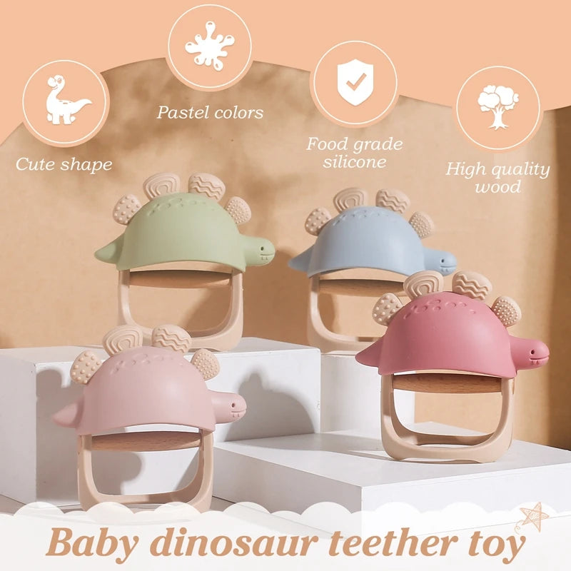 Baby Silicone Teether Dinosaur Silicone Gloves Baby Care Utensils 0 12 Months Dental Care Silicone Rattle Toys Chewing Gum Baby