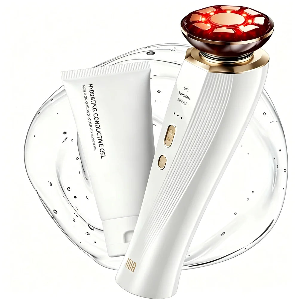 3 in 1 Red Light Handle Facial Device Portable V Shaped Face Lifting Slimming Massager for Neck Skin Tightening Anti-Aging Skincare Tool For Women Travel Home Use Gift