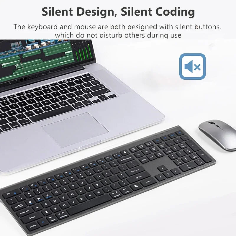 Bluetooth Keyboard Three-mode 2.4G Wireless Keyboard and Mouse Combo Multi-Device Rechargeable Keyboards for IOS/Android/Windows