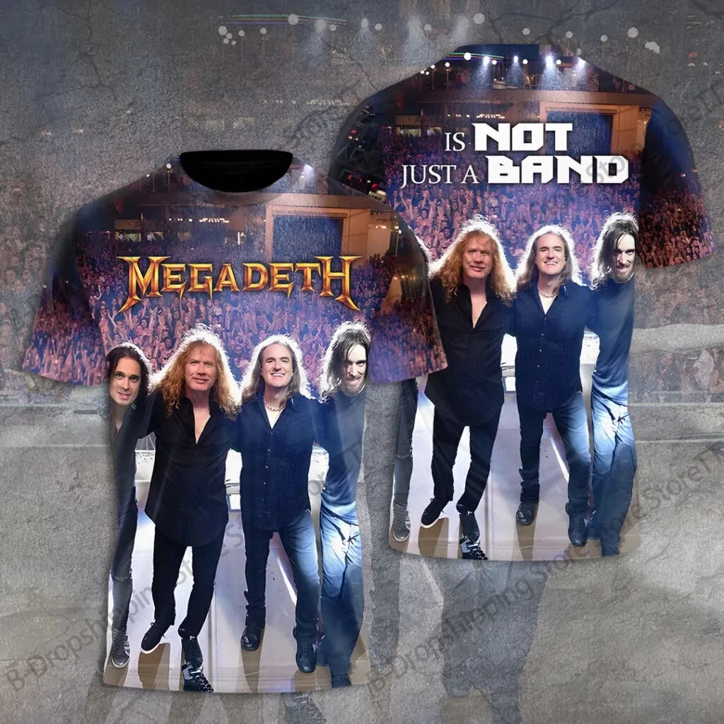 Mens T Shirt Rock Megadeth Band 3D Print T-shirt Men Fashion Short Sleeve Tops Tees Kids Clothing Punk Hip Hop Harajuku Tops