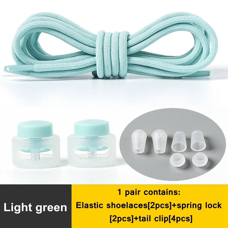 1 Pair Lazy Laces Elastic For Sneakers Snap Lock Shoelaces Without Ties Suitable For Children And Adults Round Shoelace Artifact