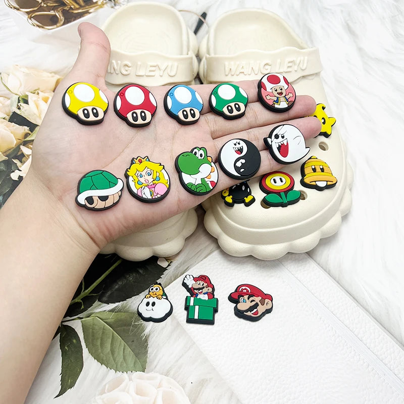 1-100Pcs Jumping Brothers Game Series Shoes Charms PVC Shoe Bag Accessories For Clogs Sandals Decoration Buckle Kids Gifts
