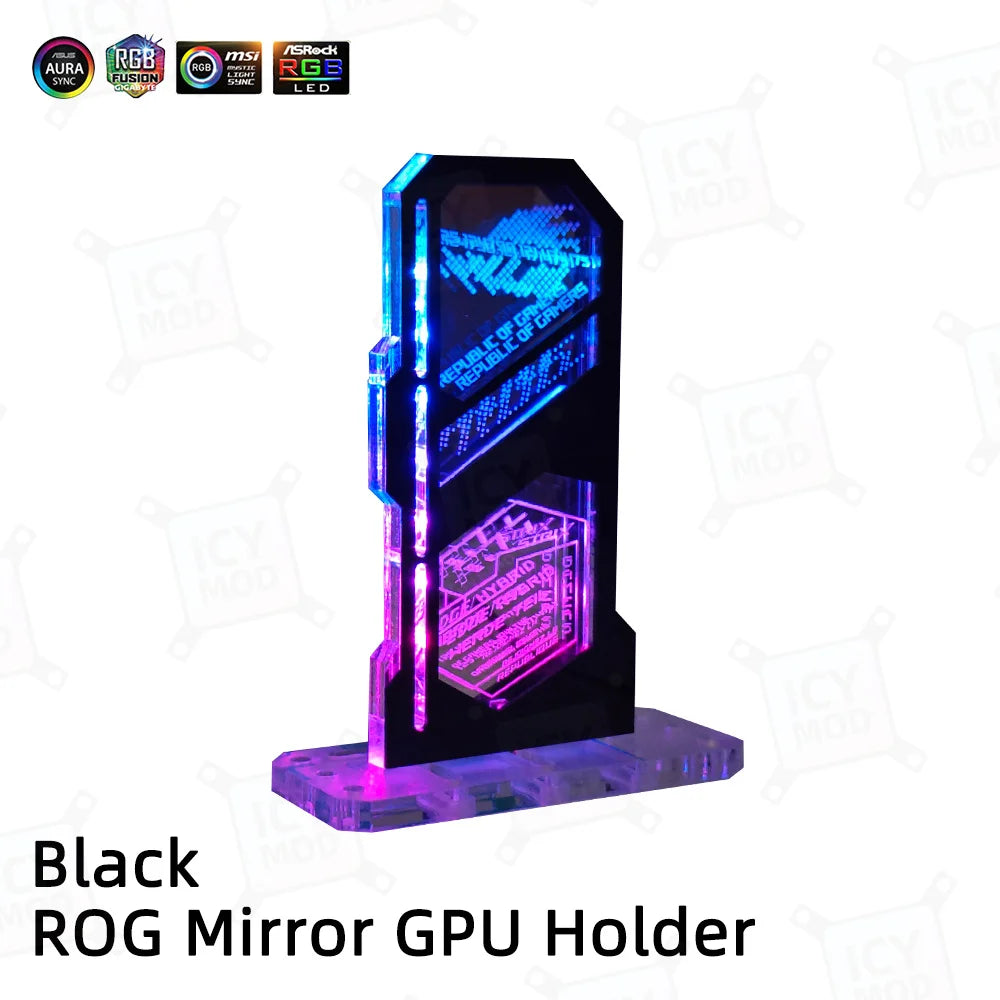 ROG VGA Bracket ARGB Mirror Vertical GPU Holder PC ROG Video Card Support Chassis Water Cooler 5V 3Pin AURA