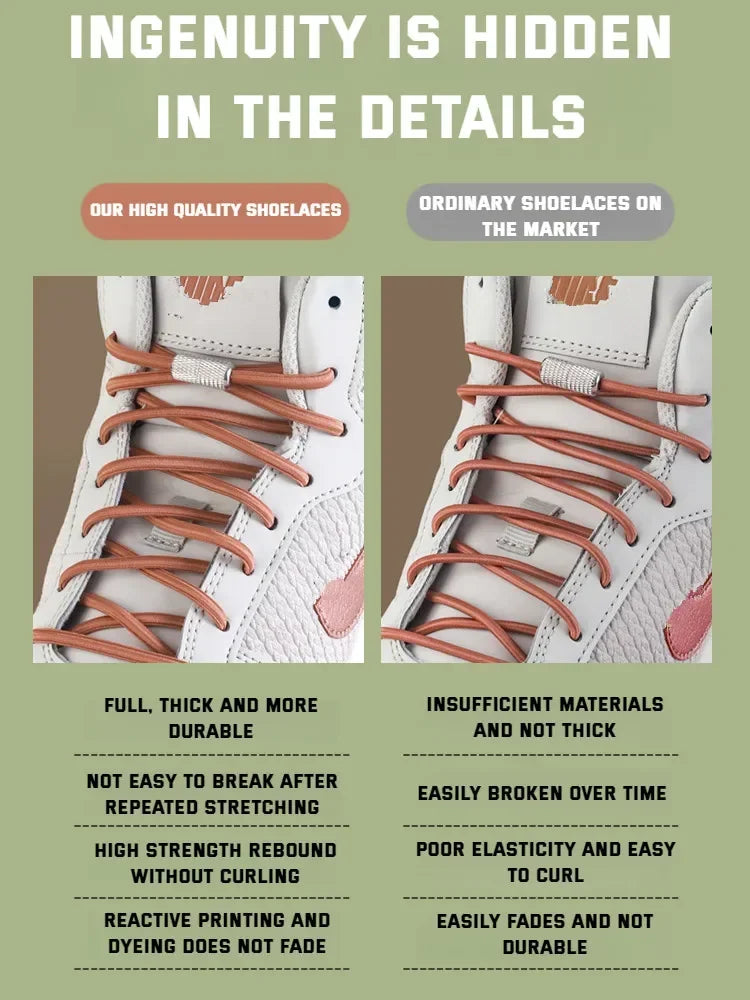 New Elastic Laces Sneakers Tennis Round Shoe laces Without ties Kids Adult Rubber Bands No Tie Shoelace Shoe Accessories