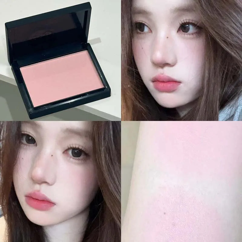 Low Saturation Silky Bean Paste Red Rouge Powder Single Color Natural Matte Cheek Blush Makeup Face Contouring Cheek Tint