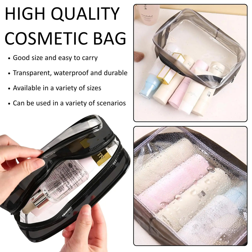 Transparent Cosmetic Bag, Clear Makeup Organizer Pouch for Toiletries, Portable Storage Bag for Travel & Gift（4pcs）