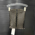 DEAT Fashion Vintage Bandage Design Hollow Out PU Short Strapless Vest For Women Outwear High Street Tank Tops Female 11A04791