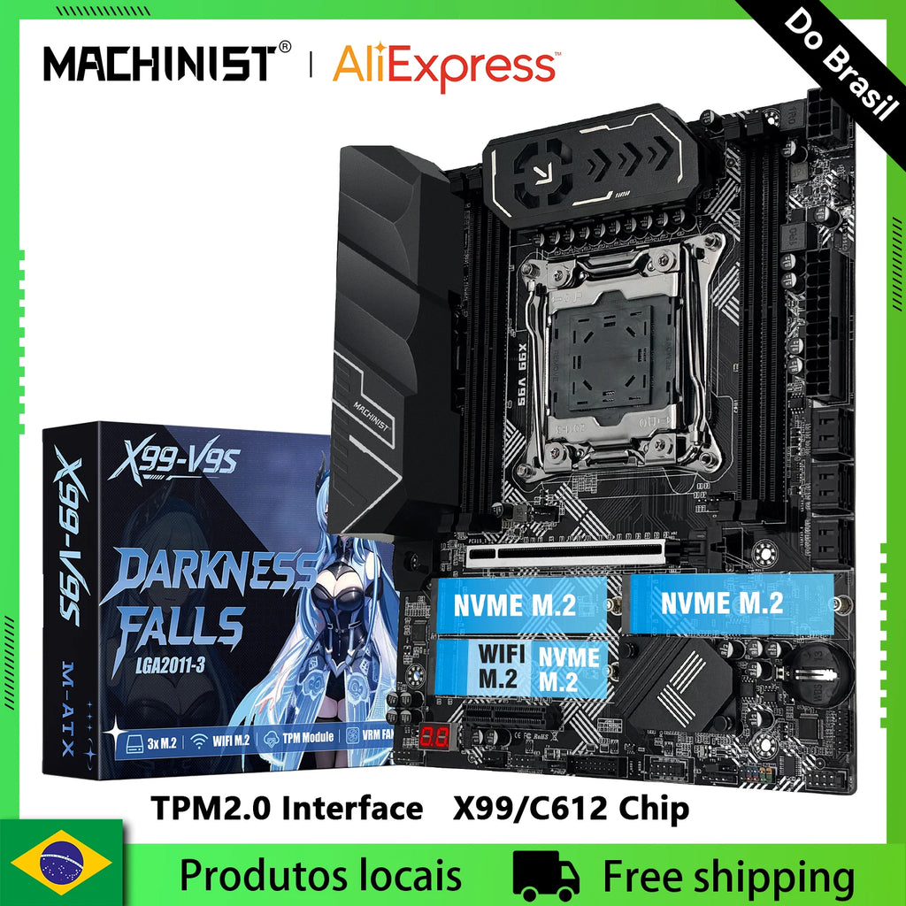 MACHINIST X99 V9S Motherboard C612 Chip Support DDR4 RAM Four Channels LGA2011-3 CPU With TPM M.2 Slot Black Armored USB3.0