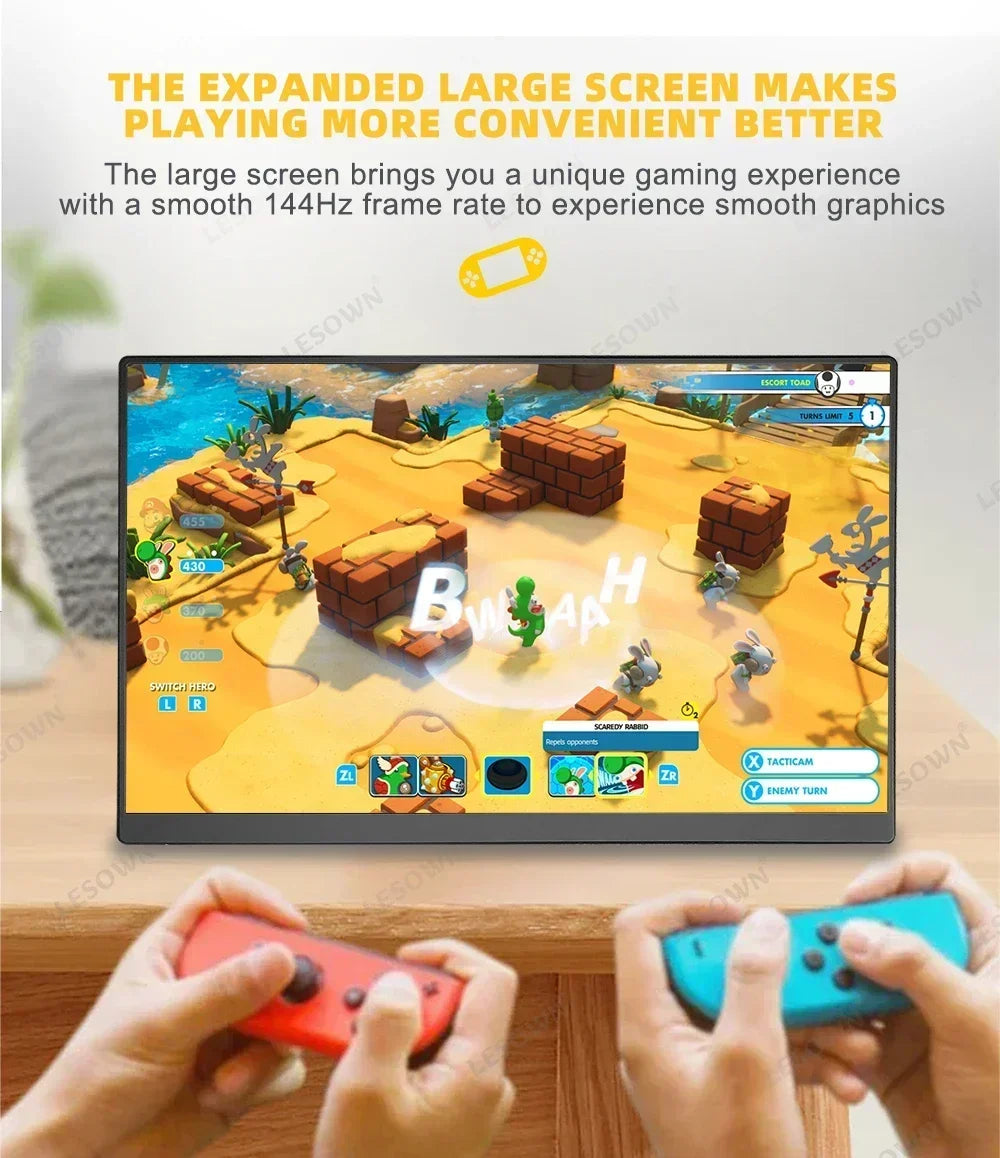 LESOWN 11.6 14 16 inch 4K Portable Monitor 2.5K 120Hz Wide Screen USB-C Display with Holder for Laptop Phone Xbox PS4 PS5 Switch
