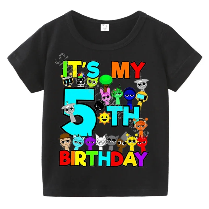 Summer Short Sleeves Sprunki Incredibox Print Children T-shirts Kids Clothes Boys Girls Cotton Tees Tops Birthday Party Gifts