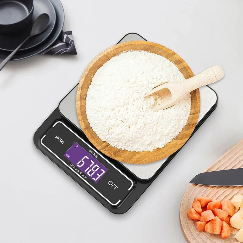 6kg/0.1g 10kg/1g Digital Electronic Kitchen Scale LCD Display Fully Waterproof Stainless Steel Measuring Weighing Baking Tool